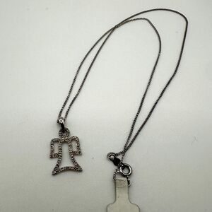 16” Sterling silver diamond angel pendant, necklace!